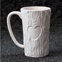 Tall Wood Mug with Heart - 18 oz